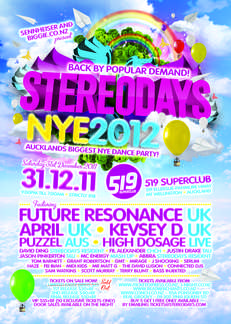 STEREODAYS NYE 2012: Auckland's Biggest New Year's Dance Party